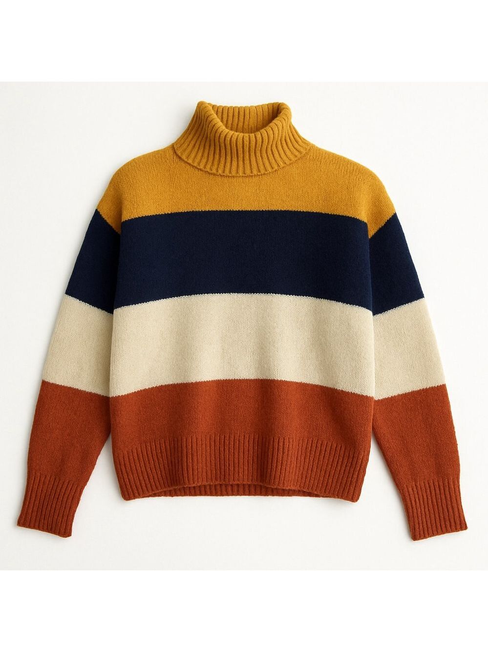 Dress Barn Striped Mockneck Sweater Preppy Cozy